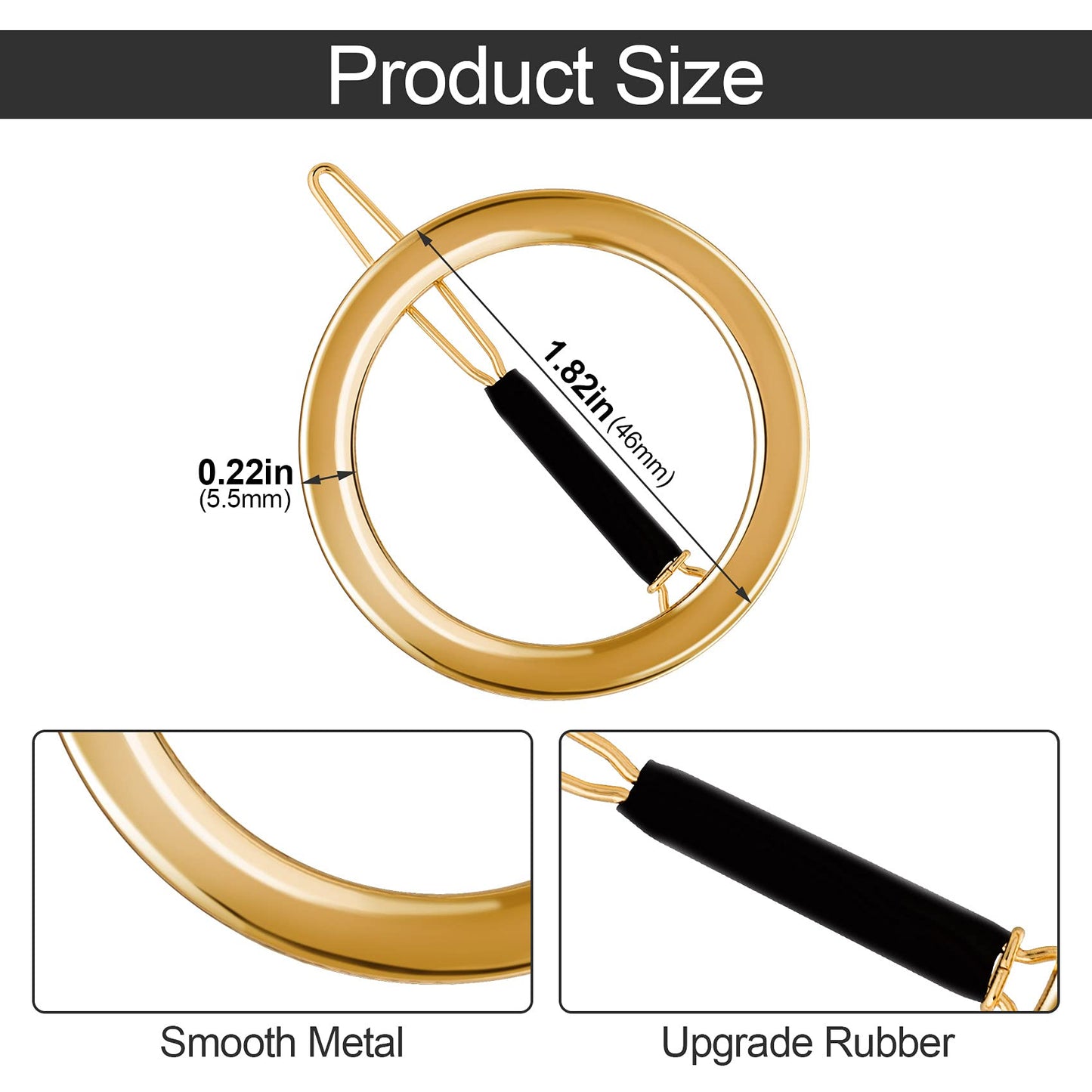 PAGOW 4 Pcs Minimalist Hair Clip for Women, Gold & Sliver Hollow Hoops Round Circle Geometric Metal Hair Clip, Dainty Circle Bobby Pin Ponytail Holder