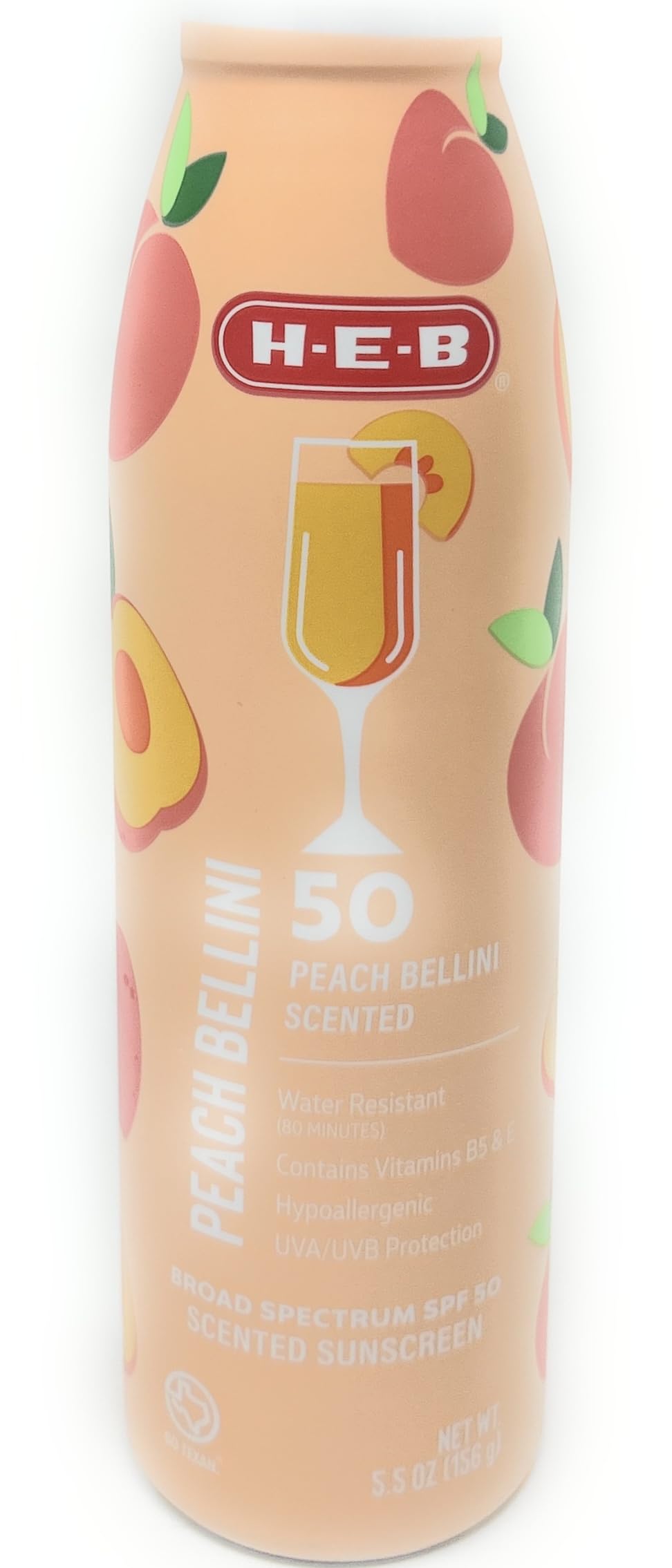 H-E-B Peach Bellini Scented Sunscreen Spray - SPF 50-5.5oz bottle