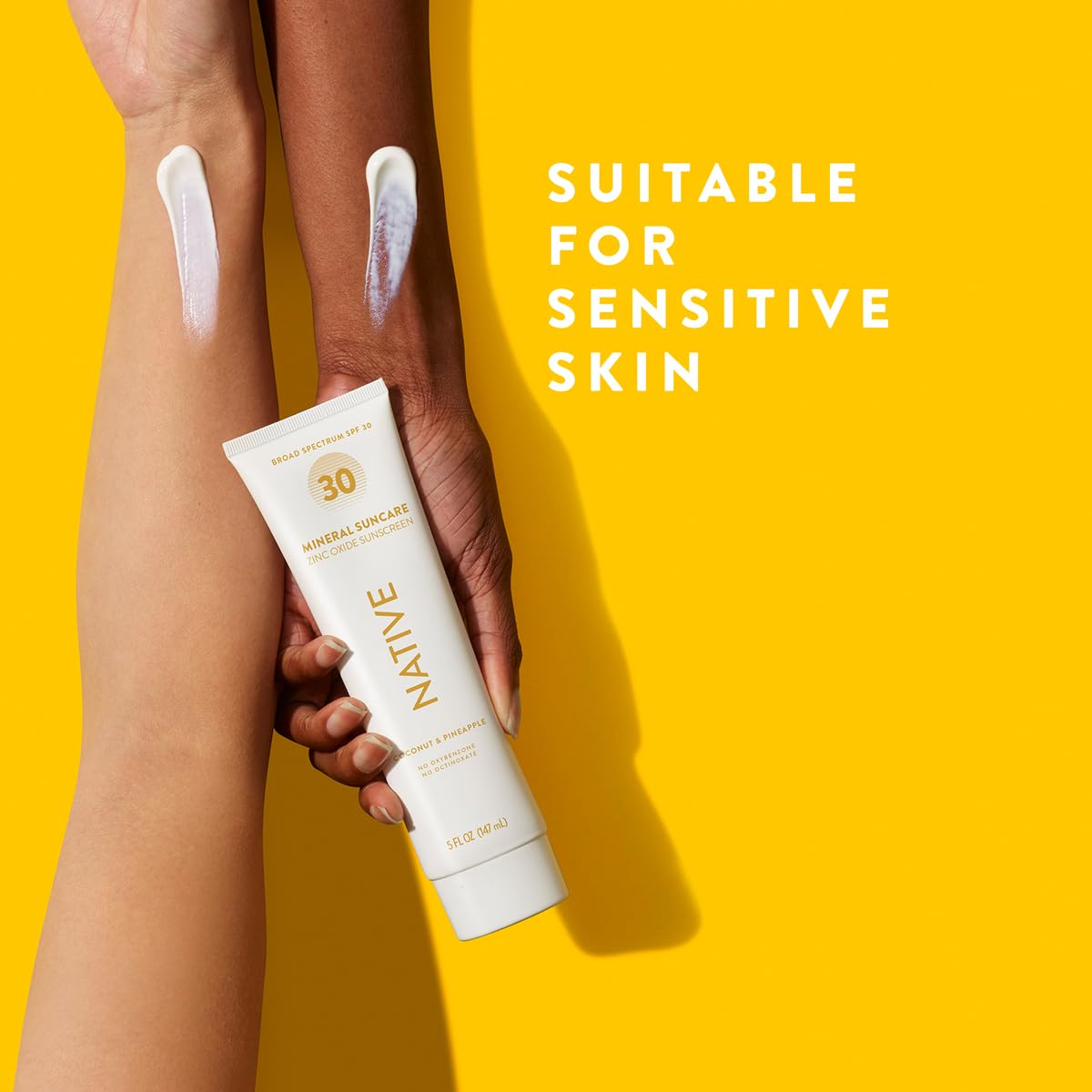 Native Sunscreen SPF 30, Zinc Oxide Dermatologist Tested Suitable for Sensitive Skin & Hawaii Compliant, 5 Ounces | Pineapple & Coconut Scent Sun