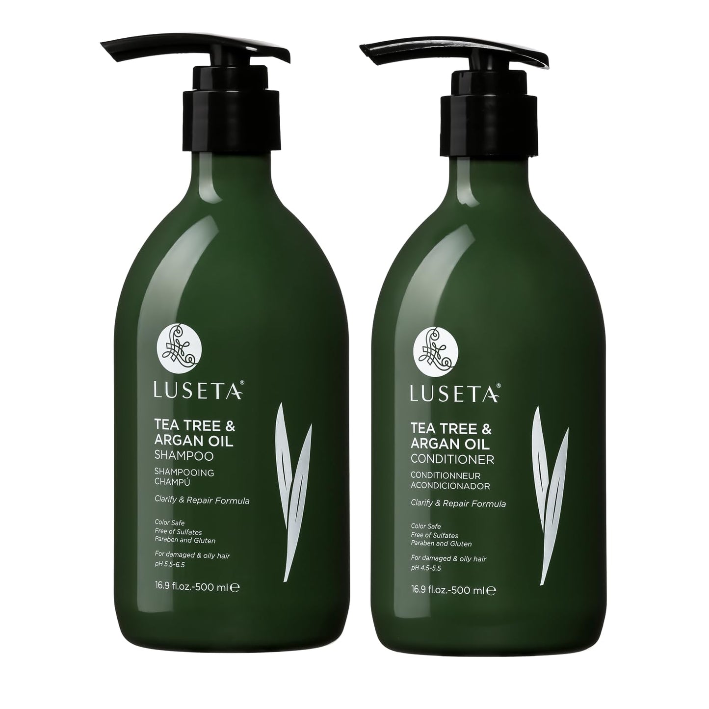 Luseta Tea Tree Oil Shampoo and Conditioner Set for Flaky, Dry Scalp - Cooling Peppermint & Lavender, Refreshes Scalp & Removes Buildup, Sulfate-Free