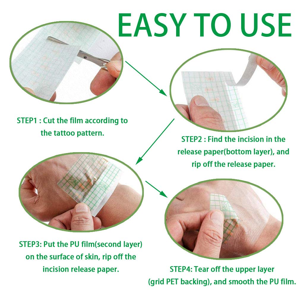 Tattoo Aftercare Bandage Roll 8" x 2 Yard - Waterproof Transparent Film for Tattoos Initial Healing and Skin Repair Adhesive Supply Wrap Beauty and Personal Care Flatoedu