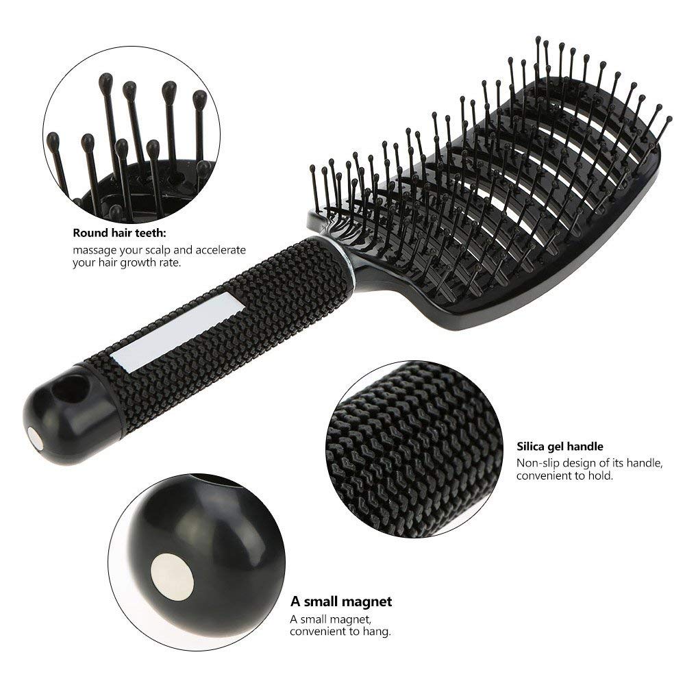 Vent Blow Dryer Hair Brush, Women Thick Long Curly Paddle Detangling Massage Brush, Fast Drying Straight Volume Comb, Curved Anti Static Styling Tool
