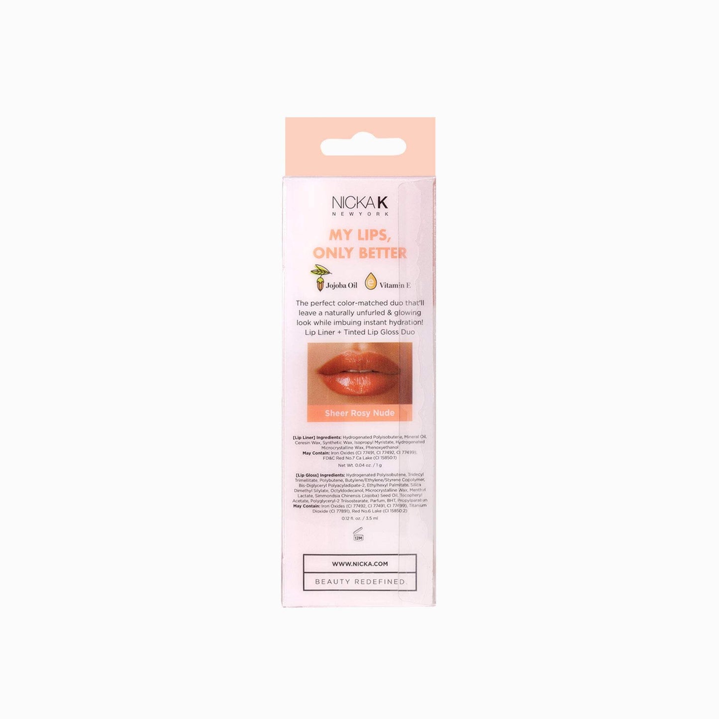 NICKA K NEW YORK, My Lips Only Better, Lip Liner and Lip Gloss, Lip Mask Set (Sheer Rosy Nude)