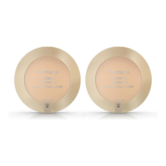Neutrogena Mineral Sheers Compact Powder Foundation, Lightweight & Oil-Free Mineral Foundation, Fragrance-Free, Natural Beige 60,.34 oz