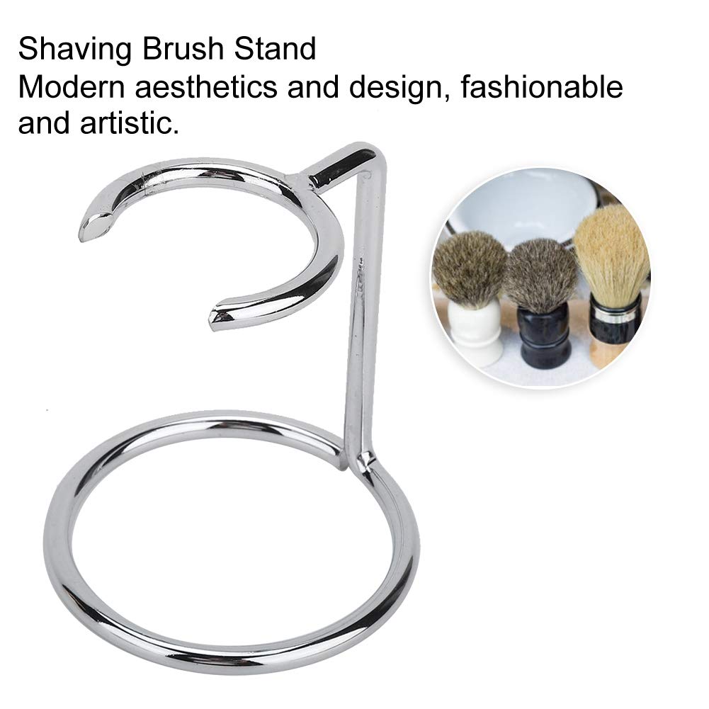 Shaving Brush Stand, Shave Brush Stand, Shaving Stand Artistic Lightweight Stainless Steel Silver Shaving Brush Holder Safety Brush Kit Suitable Beauty and Personal Care Zetiling