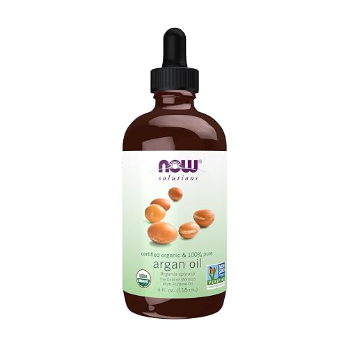 NOW Foods Solutions, Organic Argan Oil, Certified Organic and 100% Pure, "Gold of Morocco" Multi-Purpose Oil, 4-Ounce