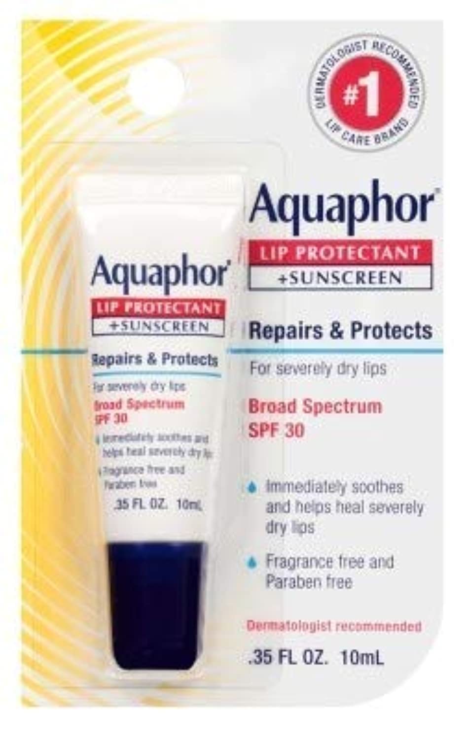 Aquaphor Lip Repair + Protect, Broad Spectrum SPF 30 0.35 oz (Pack of 3)