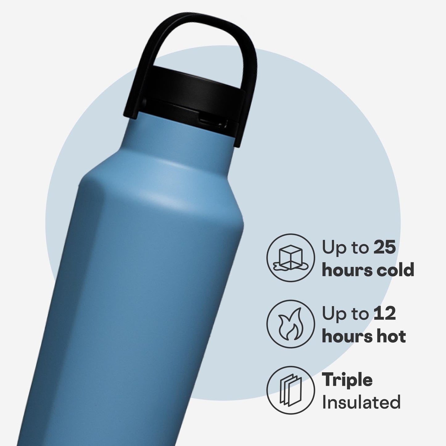 Corkcicle Sport Canteen - Keeps Drinks Cold 25 Hours - Stainless Steel Water Bottle - Triple-Insulated - Spill-Proof - Summer Drinkware Gift - Keeps