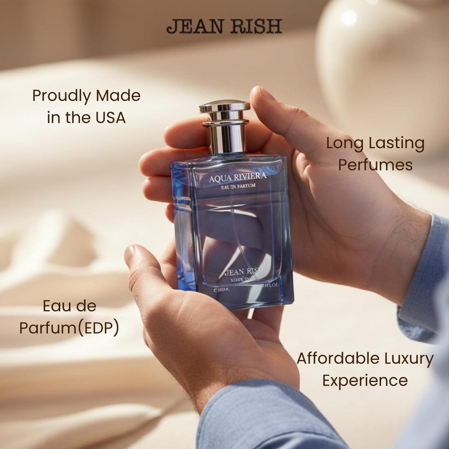 Jean Rish Aqua Riviera Perfume for Men Eau De Parfum, Long-Lasting Luxury Fragrance, Made In USA - Cardamom, Pink Pepper, Vanilla Wood - 100ml / 3.4 Beauty & Personal Care Jean Rish