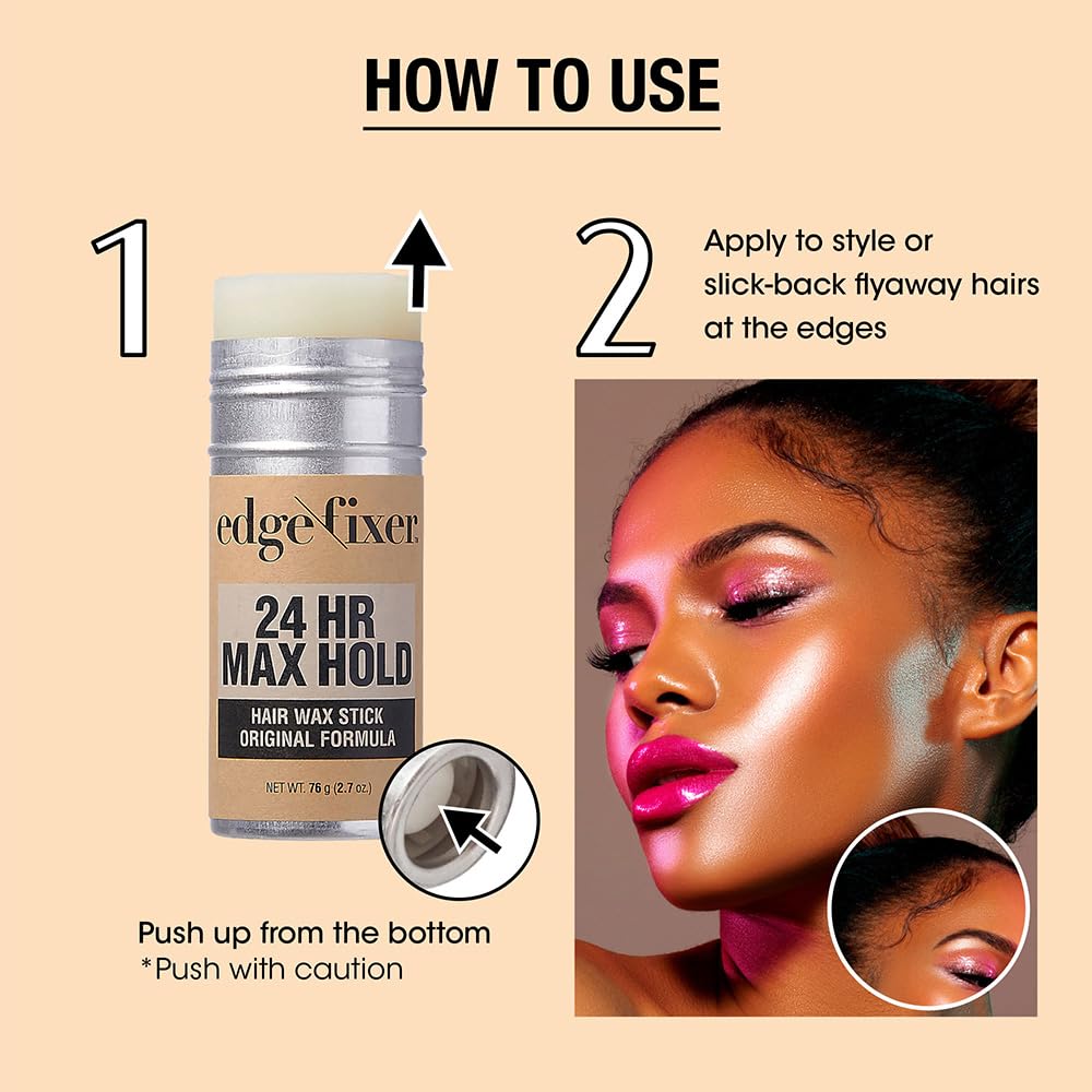 Red by Kiss Hair Wax Stick 24HR Max Hold Edge Fixer Edge Control Pomade Non-Sticky, Non-Oily Flake Free Hair Styling Wax 2.7 oz. (Unscented)