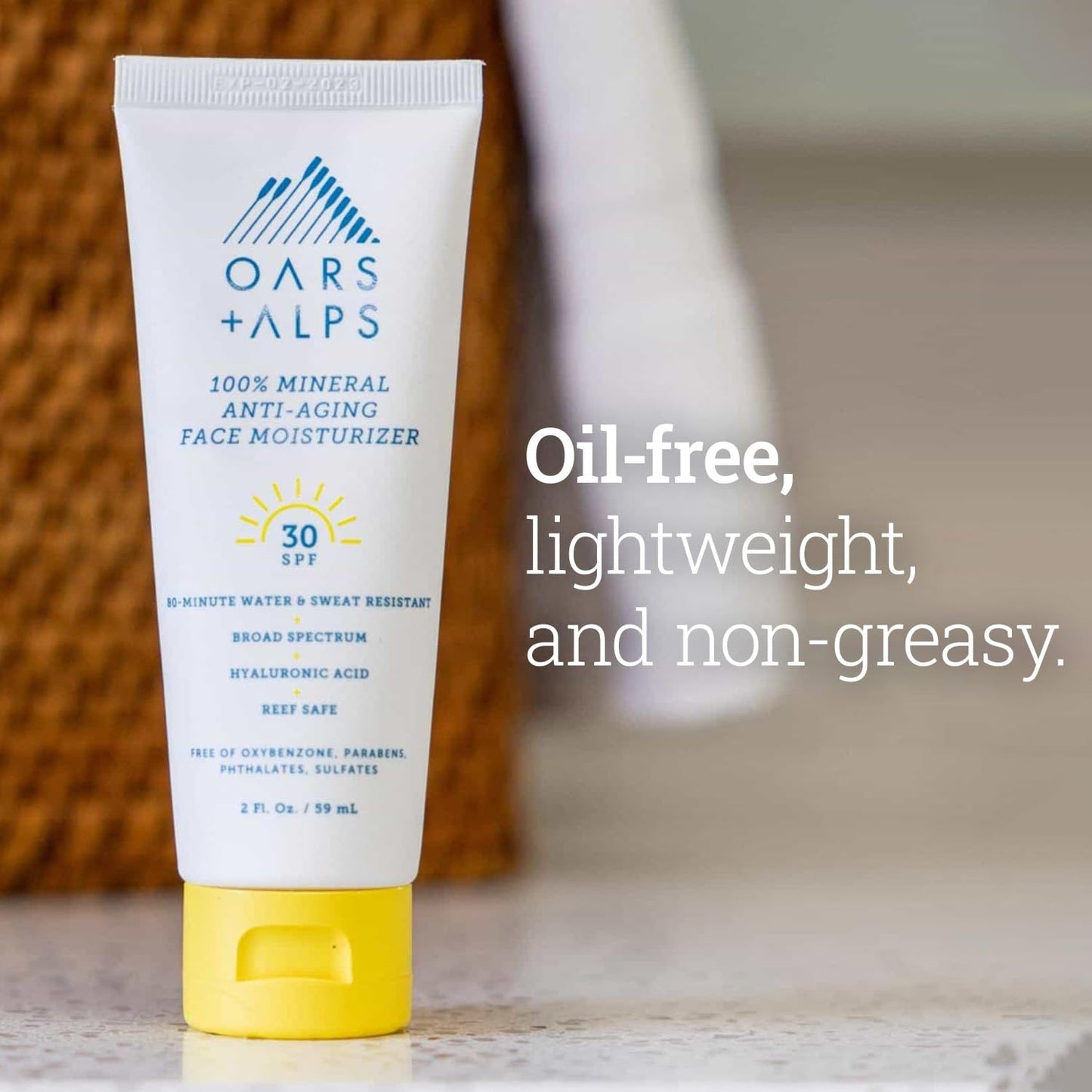 Oars + Alps Mineral Sunscreen for Face & Body, SPF 30 Anti Aging Face Travel Sunscreen & Body Lotion, Infused with Hyaluronic Acid, Vitamin E & B5