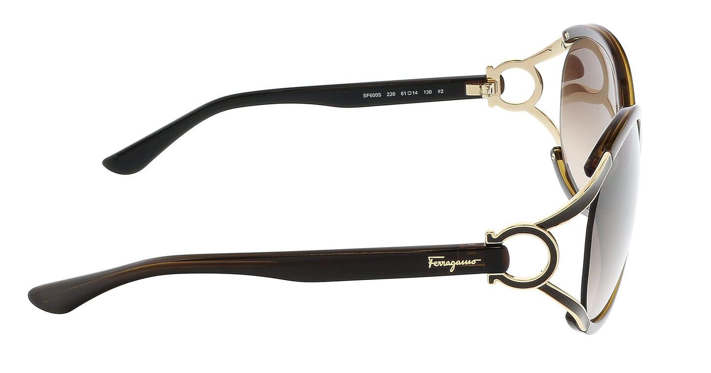 Salvatore Ferragamo Oval Sunglasses SF600S 220 Brown/Gold 61mm 600
