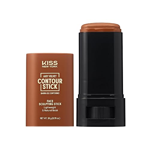 Kiss New York Airy Velvet Contour Stick, Cool Toned Face Sculpting Cream Makeup, Buildable with Lightweight Natural Finish, Hyaluronic Acid & Green
