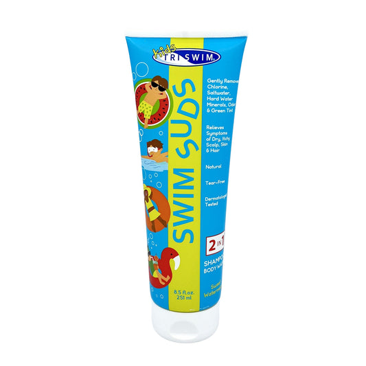 TRISWIM Kid’s SWIM SUDS Formulated for BABIES and up. NATURAL, TEAR-FREE, 2-in-1 Shampoo and Body Wash | Gently Removes Chlorine & Saltwater |