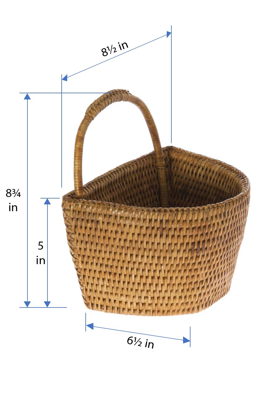 KOUBOO La Jolla Rattan Wall Storage Basket with Handle, Hanging Basket, Decorative, Storage Bin for Plants, Flowers, Home Office Organizer, Honey…