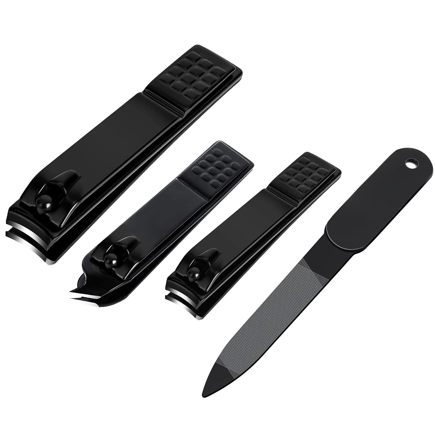 Aogeili Nail Clippers Set, Sharp Stainless Steel Fingernail & Toenail Clippers, Black Nail Cutter, Perfect 4 pcs Black Nail Cutter for Men/Women/Kids Beauty and Personal Care Aogeili Default Title