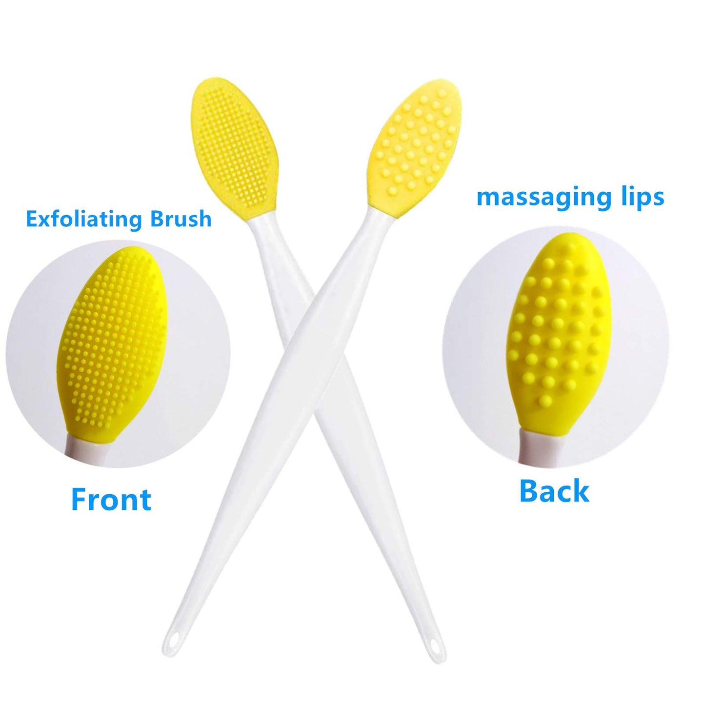 Lip Scrub Brush,Lip Scrubber Exfoliator,Double-Sided Silicone Lip Exfoliating Tool for Men Women Lip Lightening,Lip Exfoliator Scrubber Tool for Dark