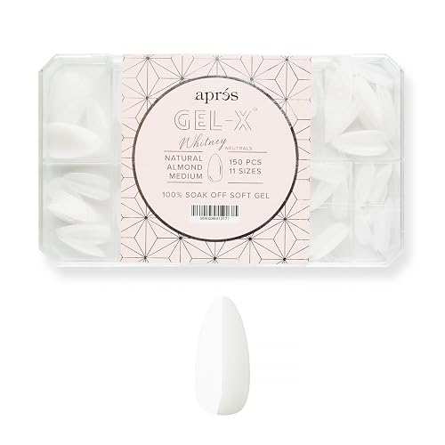 Apres Neutrals Gel-X Whitney Box Of Nail Tips, 11 Sizes 00-9, Soft Gel Tip Box (150pcs) (Natural Almond Medium, 150) Beauty & Personal Care APRÉS