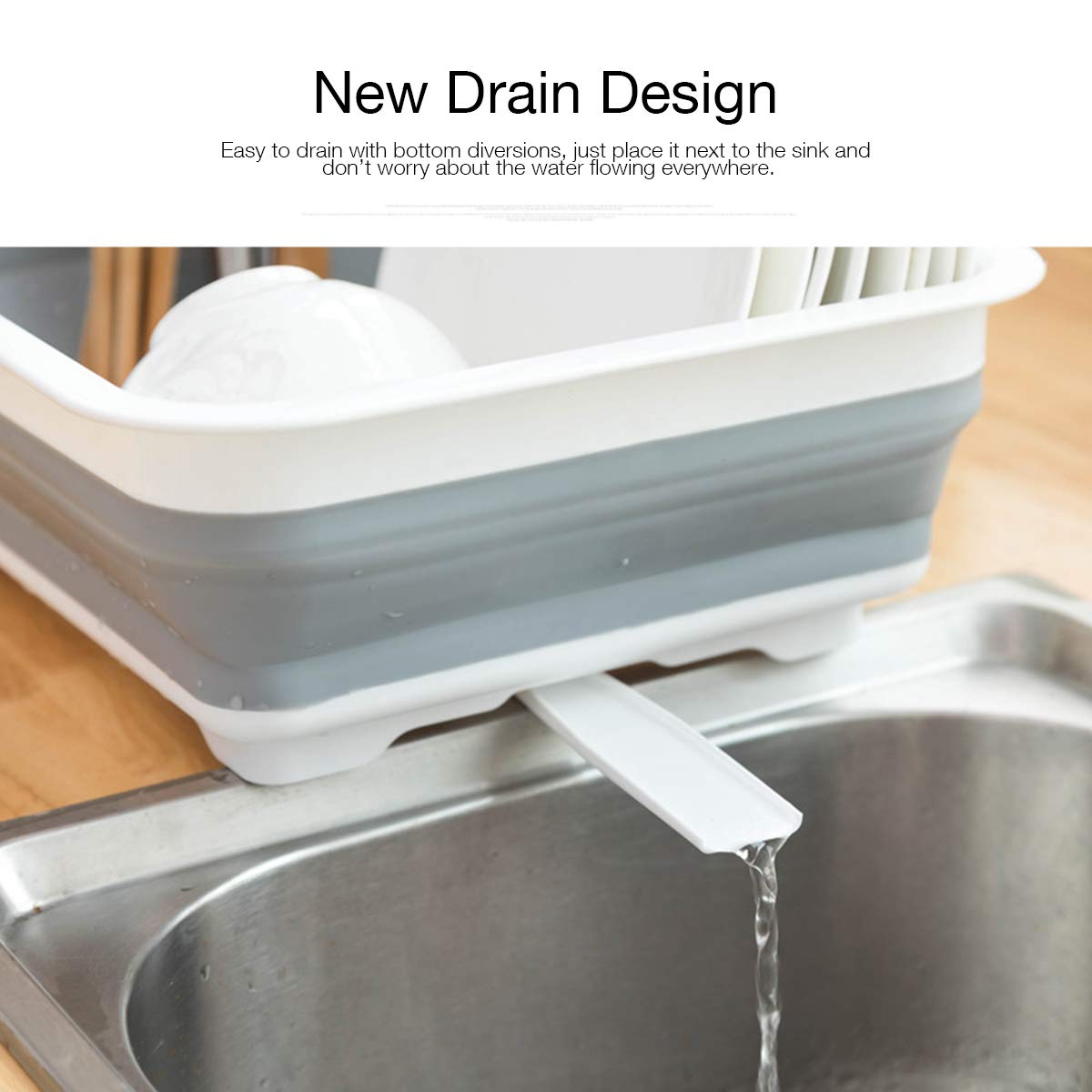 THANSTAR Collapsible Dish Drying Rack – Portable Space-Saving Dinnerware Drainer & Organizer for Kitchen, RV, Campers & Travel