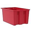 Akro-Mils 35240 Nest and Stack Plastic Storage Container and Distribution Tote, (23-1/2-Inch L x 15-1/2-Inch W x 12-Inch H), Red, (3-Pack)