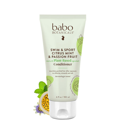 Babo Botanicals Swim & Sport Citrus Mint & Passion Fruit Conditioner - Purifying & replenishing- Shea Butter & Green Tea - For all ages - Scented