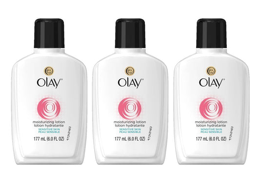 Face Moisturizer by Olay, 12-Hour Hydration with Aloe, Moisturizing Facial Lotion for Sensitive Skin - 6 Oz (Pack of 3) Packaging may Vary