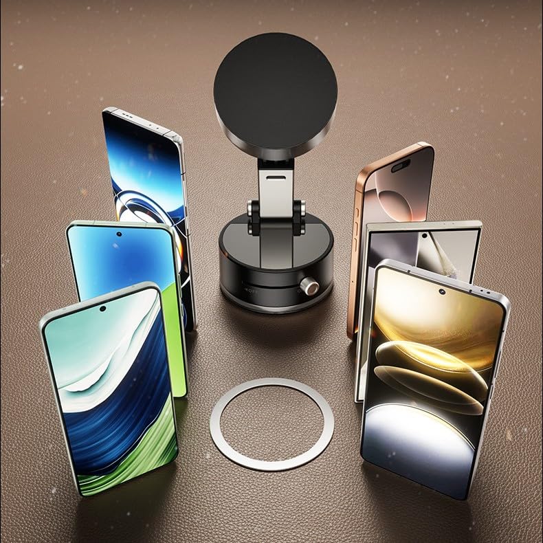 Fussybussy Magnetic Phone Holder-2026 Upgraded Vacuum Magnetic Car Phone Stand with Washable Nano Gel Pad Suction Cup 360° Adjustable Phone Mount…