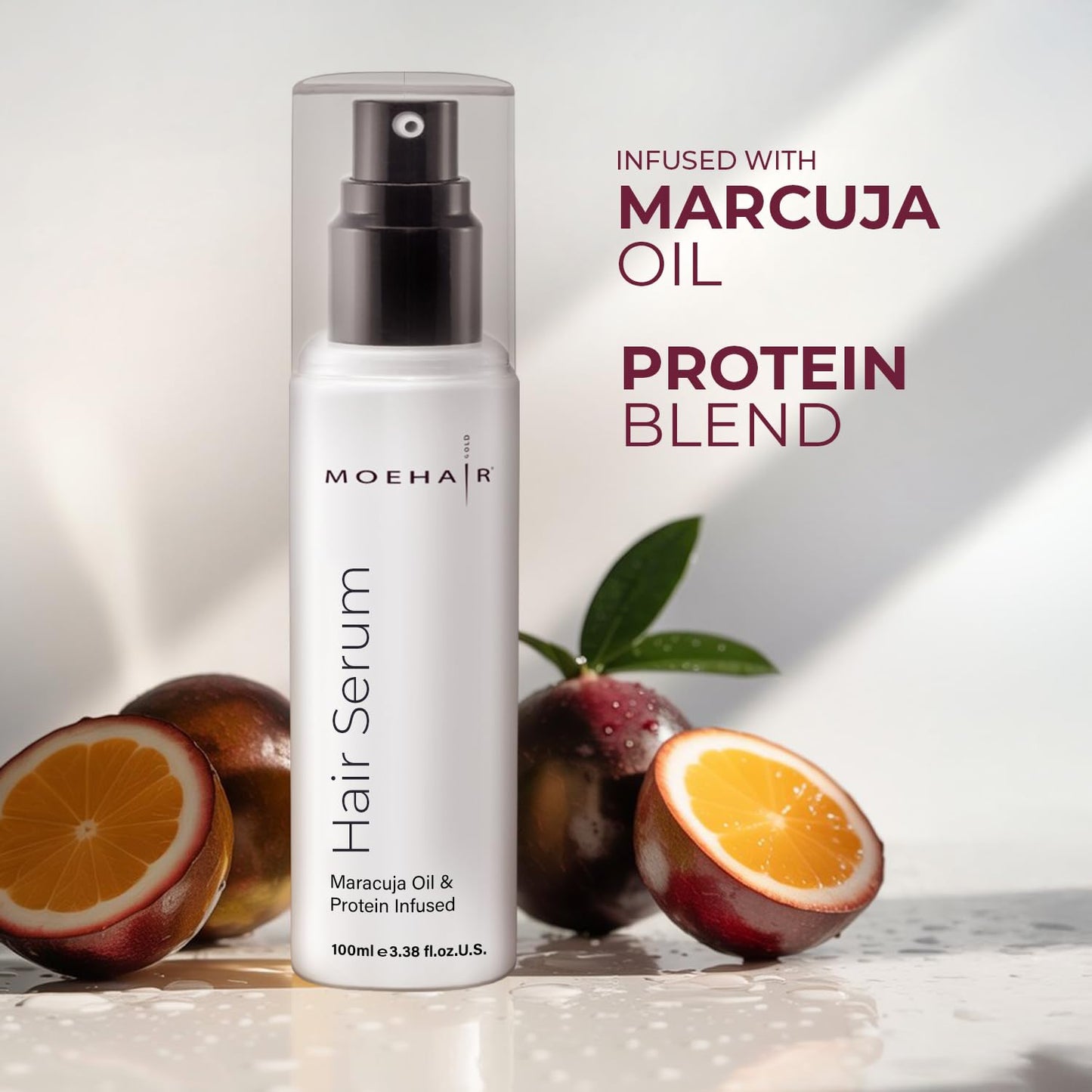 MOEHAIR Anti Frizz Hair Serum | Infused with Maracuja Oil and Protein | Hair Serum for Frizzy Hair | Paraben and Sulfate-Free Hair Smoothing Serum