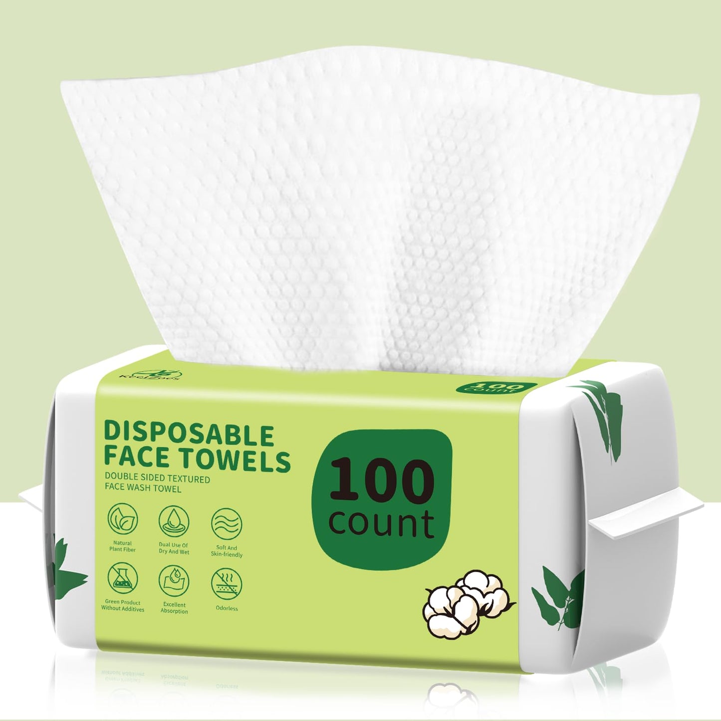 Disposable Face Towels 100 Count, Biodegradable Ultra Soft & Thick Facial Towels for Sensitive Skin, Lint-Free Makeup Remover Dry Wipes, Multi-Purpose Beauty and Personal Care KeeiZoes