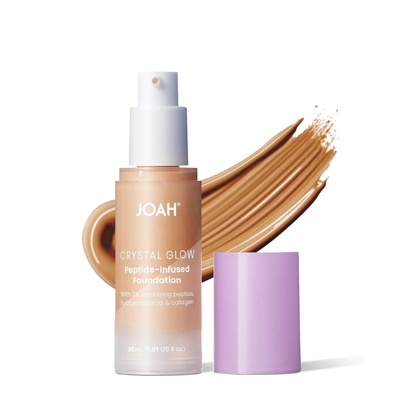 JOAH Crystal Glow Peptide-Infused Foundation, 2-in-1 Multitasking Korean Makeup with Blurring Face Primer, Luminizer, Hydration & Skin Defense for a