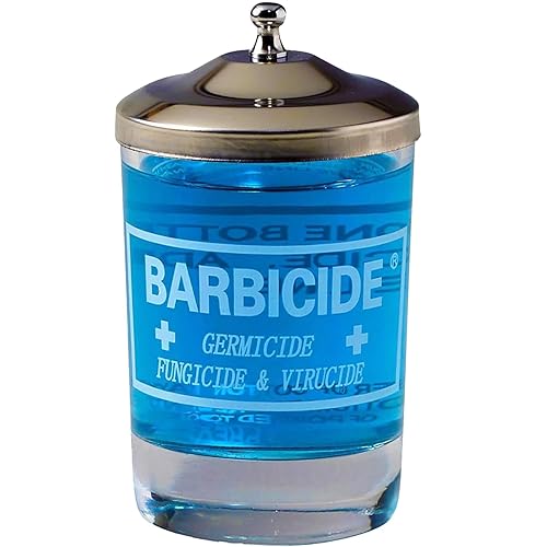 BARBICIDE Disinfecting Jar - Durable Glass Immersion Container with Stainless Steel Lid and Tray - Professional Salon, Spa & Barber Tool Sanitizer