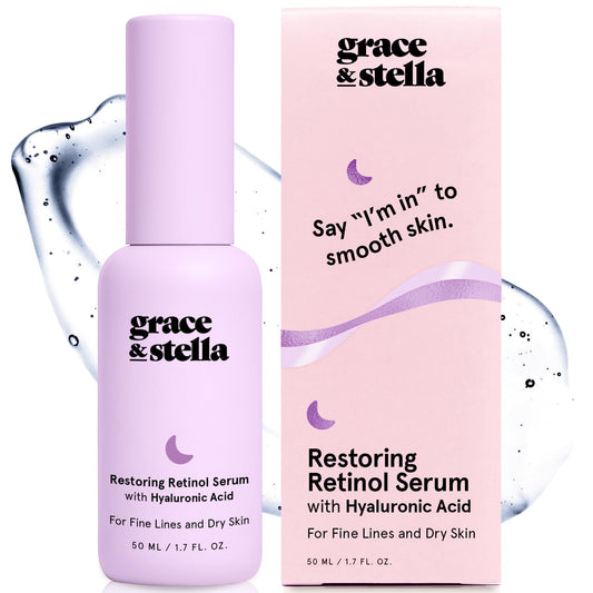 grace & stella Retinol Serum for Face with Hyaluronic Acid (50ml/1.7 fl oz) - Restoring Retinol Hyaluronic Acid Serum for Face to Reduce Fine Lines Beauty & Personal Care grace & stella