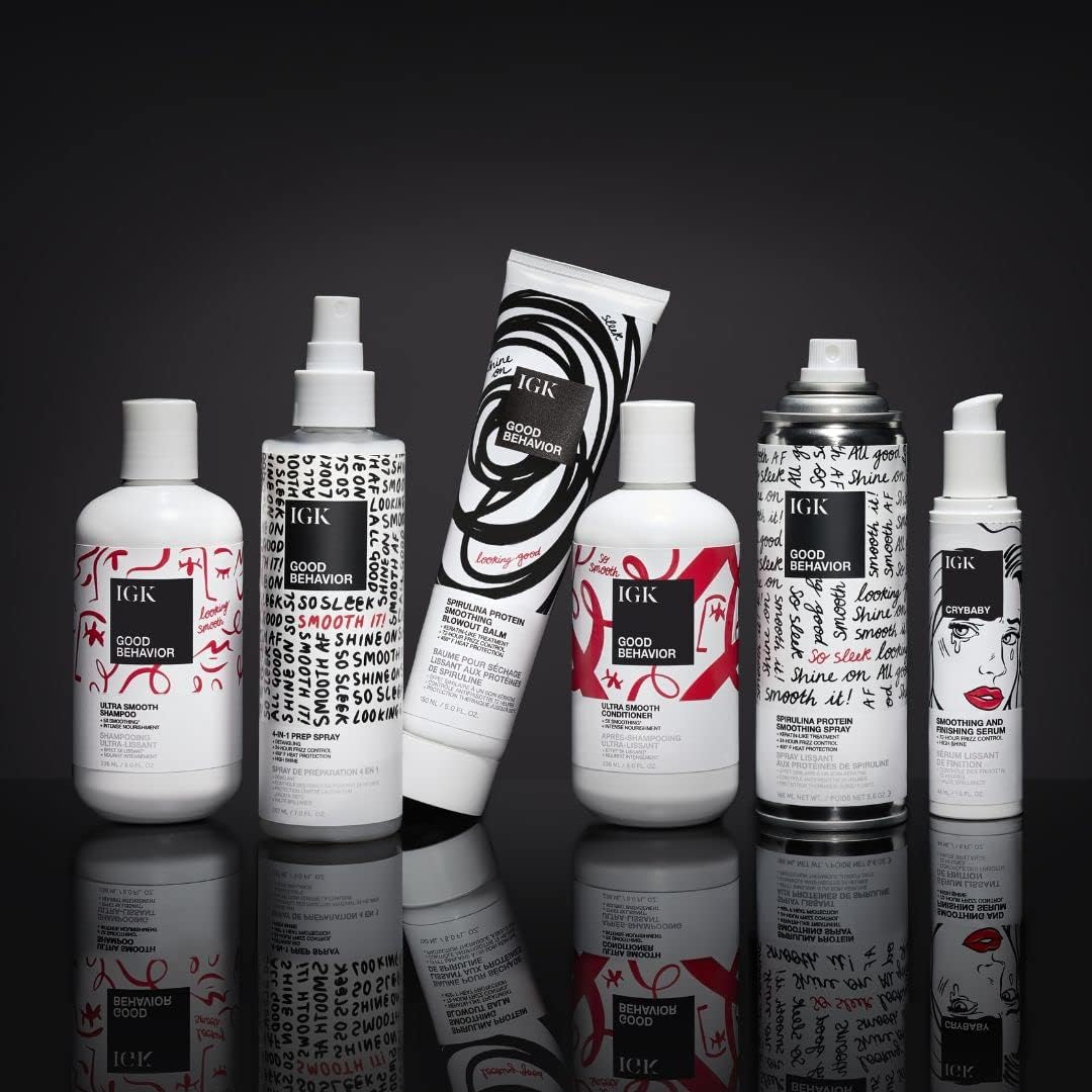 IGK CRYBABY Smoothing & Finishing Serum | High Shine + Frizz Control + Lightweight | Vegan + Cruelty Free | 1.5 Oz