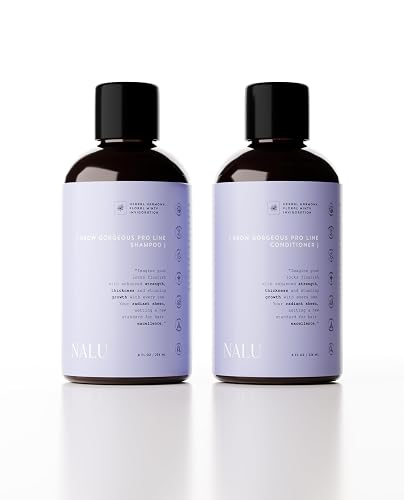 NALU Organic Grow Gorgeous Pro Line Hair Growth Activator Shampoo and Conditioner Set - Nourish, Strengthen & Promote Thicker, Fuller Hair. 8 Fl Oz