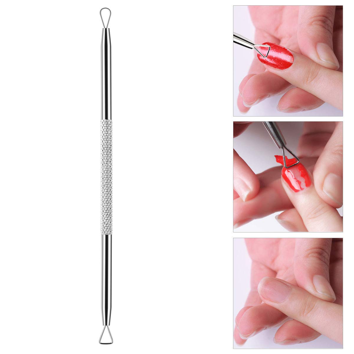 975 Pieces Lint Free Nail Art Gel Polish Remover Cotton Pad Nail Wipe With 1 Pcs Cuticle Double Head Pusher Remover Tool
