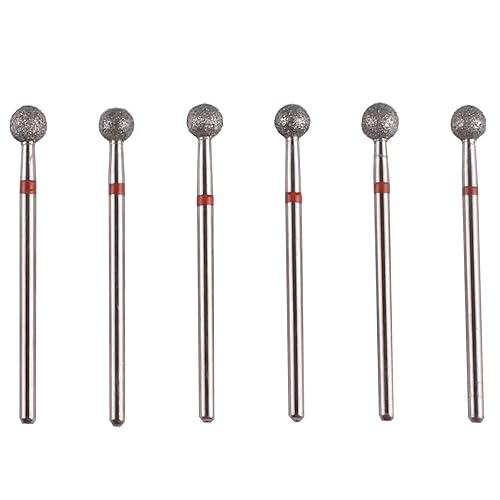 MZCMSL 6pcs Pro Diamond Ball Bits,Cuticle Drill Bit Set for Russian Manicure,3/32 Shank efile Bit (?5.0mm)