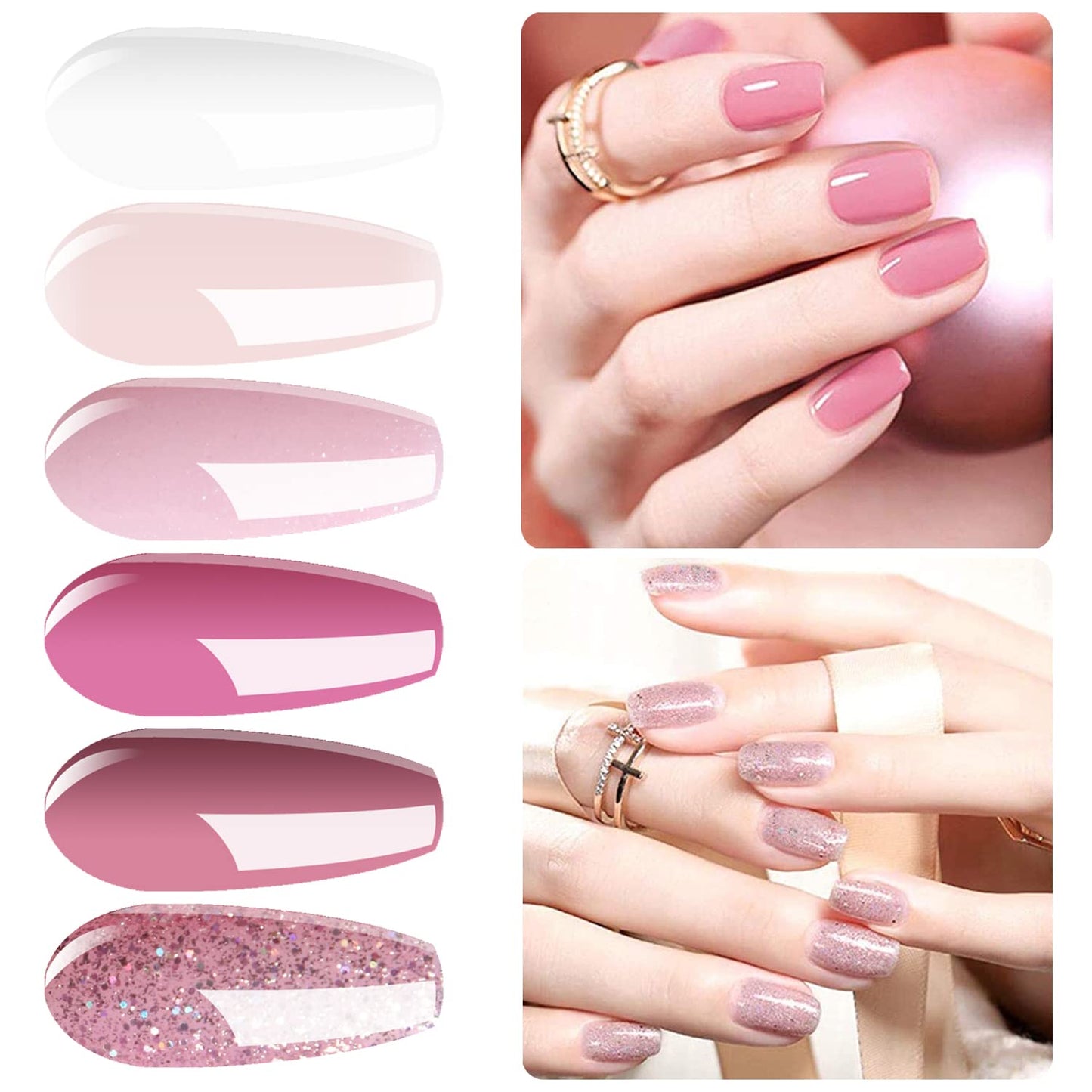 Vishine Gel Nail Polish Starter Kit with 48W SUNOne UV LED Nail Lamp Speed Dryer Manicure Tools 6 Pretty Colors Gel Polish Base and Top Coat #01