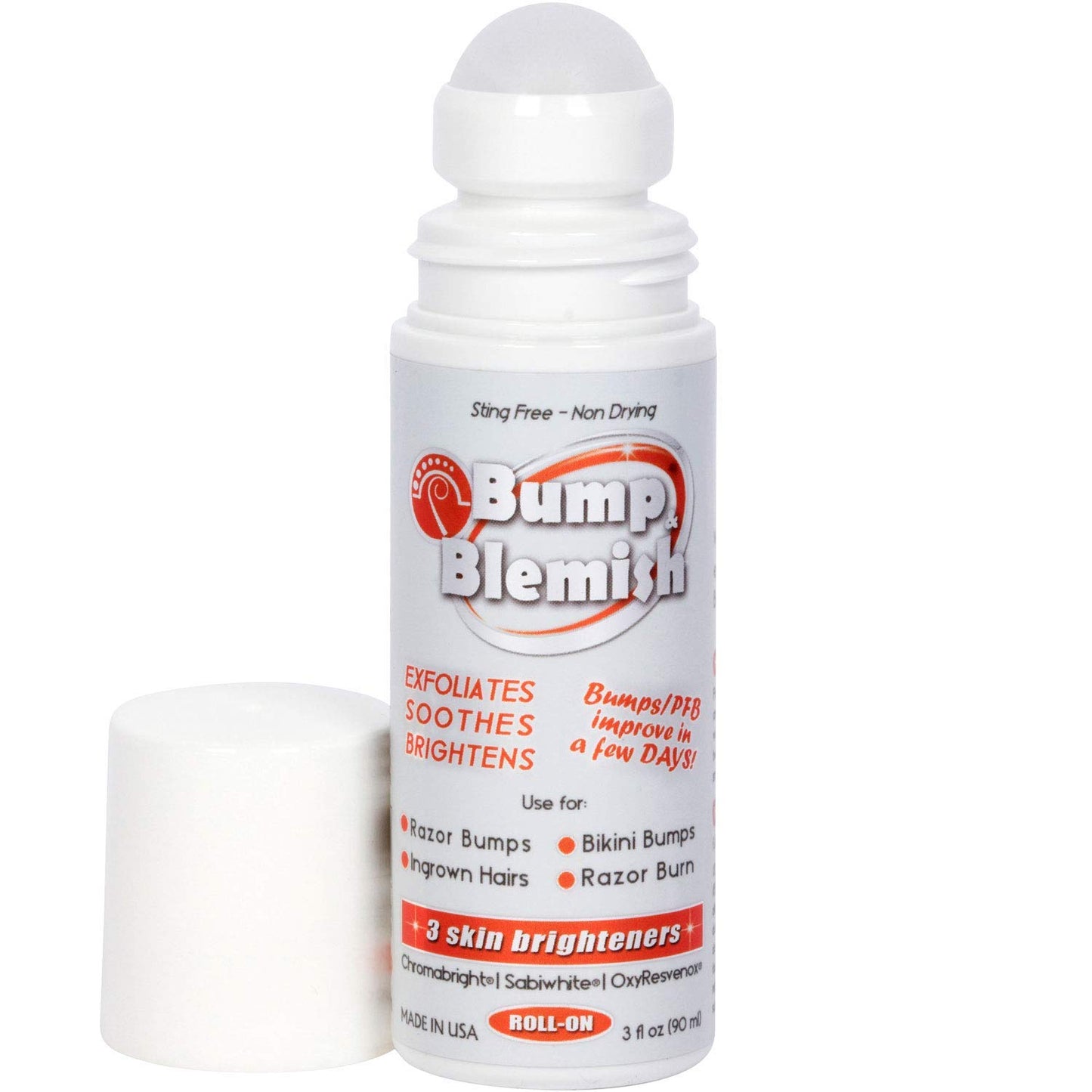 BUMP & BLEMISH 90 ML LARGER ROLL-ON CHROME FORMULA Solution for all hair removal complications: razor bumps (PFB), razor burn, ingrown hairs & the