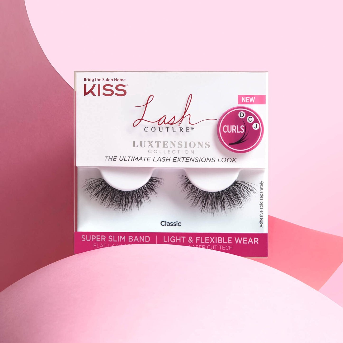 KISS Lash Couture LuXtensions Collection False Eyelashes, Flat Lash Technology, Super Slim Lash Band, Real Lash Extension Fibers, Reusable, Contact