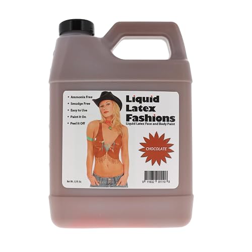Chocolate 32 Oz - Liquid Latex Body Paint, Ammonia Free No Odor, Easy On and Off, Cosplay Makeup, Creates Professional Monster, Zombie Arts