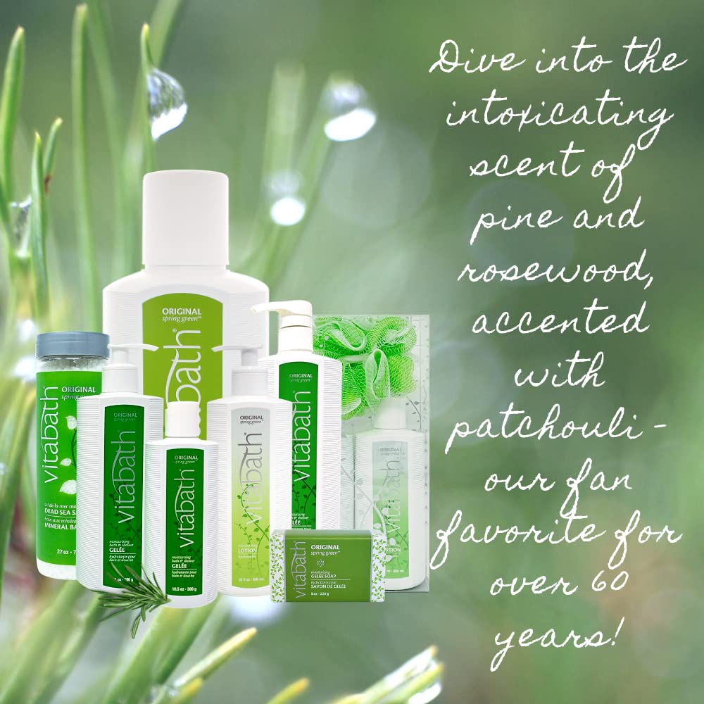 Vitabath Original Spring Green Moisturizing Bath & Shower Gel Wash Intoxicating Botanical Skin Rejuvenation, Hydrating Dry Skincare, Body Cleanser