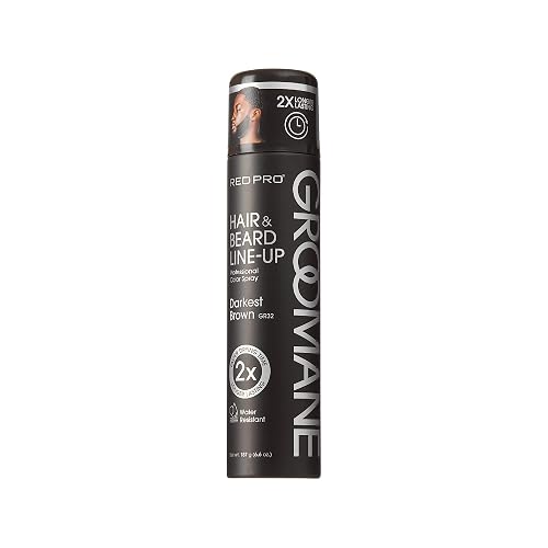 RED Pro GROOMANE Temporary Color Spray for Hair & Beard Line-Up, Barber Grade, Quick-Drying, 2X Longer-Lasting (Up to 20 Washes), Precision Nozzle, No