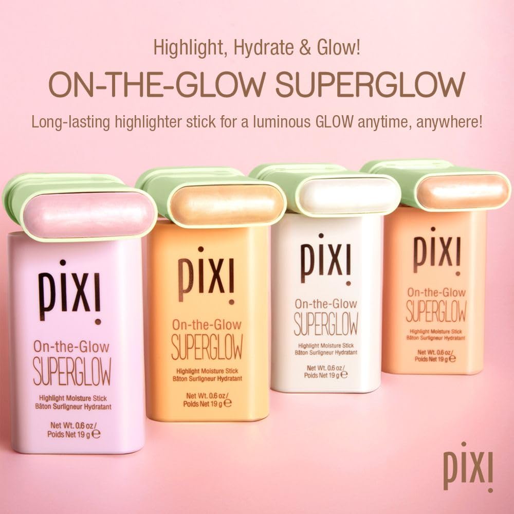 Pixi On-the-Glow SuperGlow | Shade GildedGold | Hydrating Highlighter Stick with Ginseng, Aloe Vera & Fruit Extracts | For Cheeks & Brow Bones | 19g