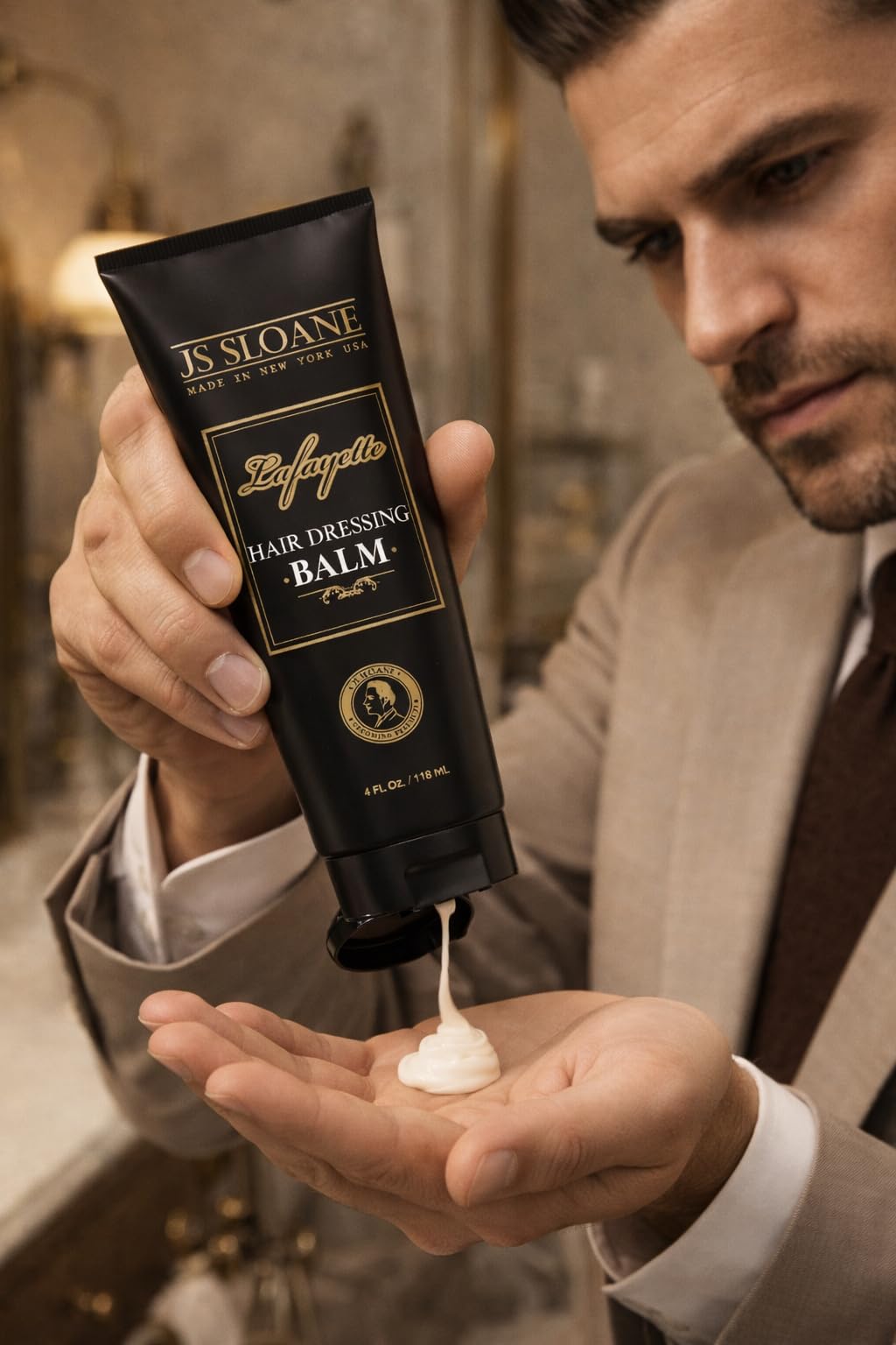 JS Sloane Hair Dressing Balm for Men - Lightweight Styling Cream for Shine & Texture - Restores Dry, Thick & Coarse Hair - Non-Greasy, Medium Hold
