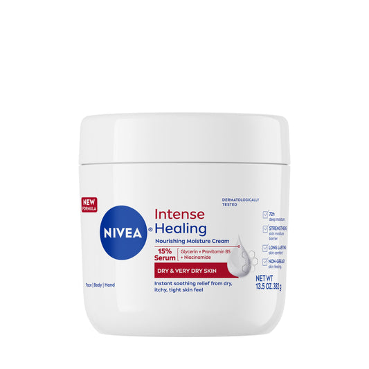 NIVEA Intense Healing Body Cream for Dry Skin with Glycerin, Provitamin B5 and Niacinamide, 72-Hour Moisture, Non-Greasy Body Moisturizer Immediately