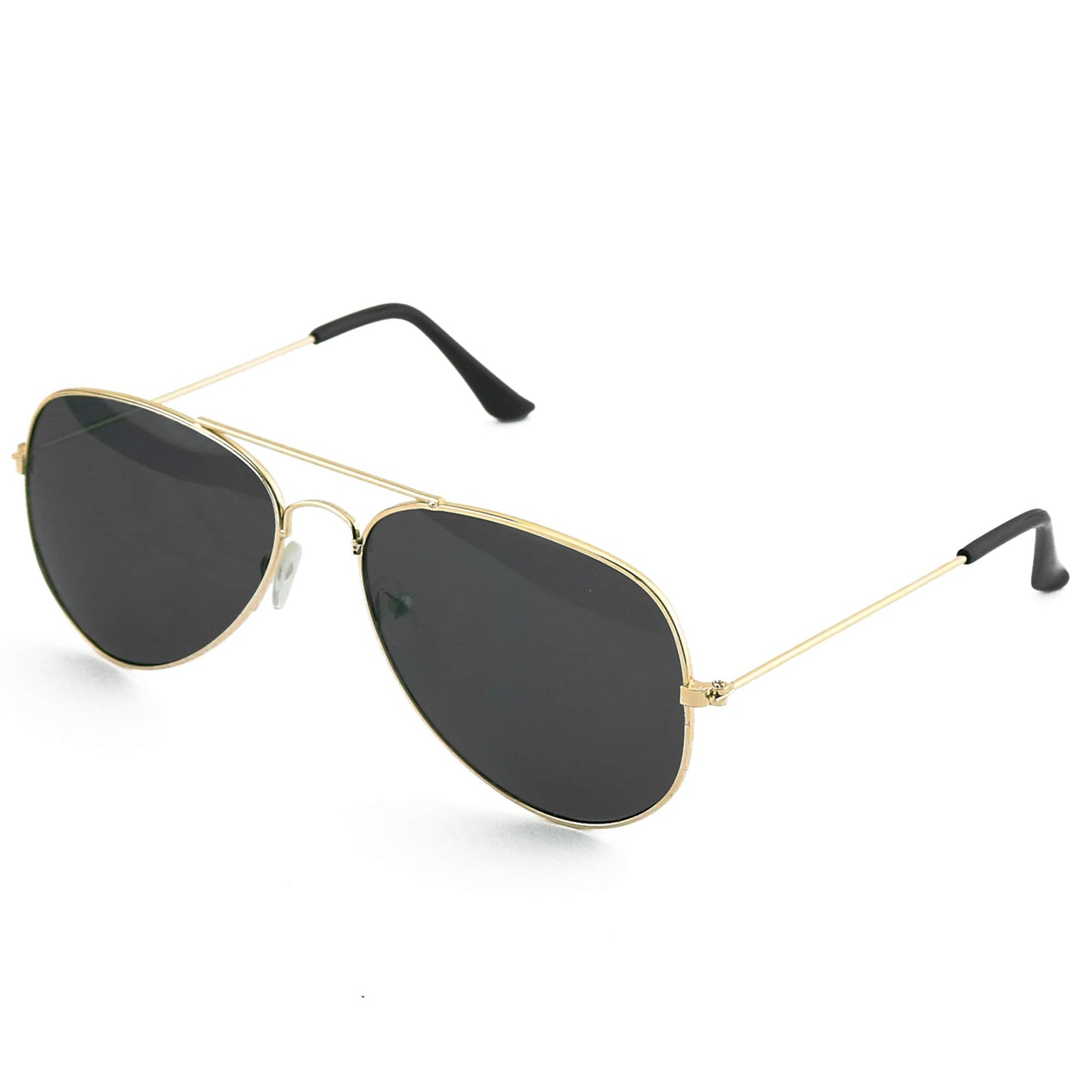 Skeleteen Black Gold Aviator Sunglasses - Military Style Dark Sun Glasses with Gold Metal Frame and UV 400 Protection