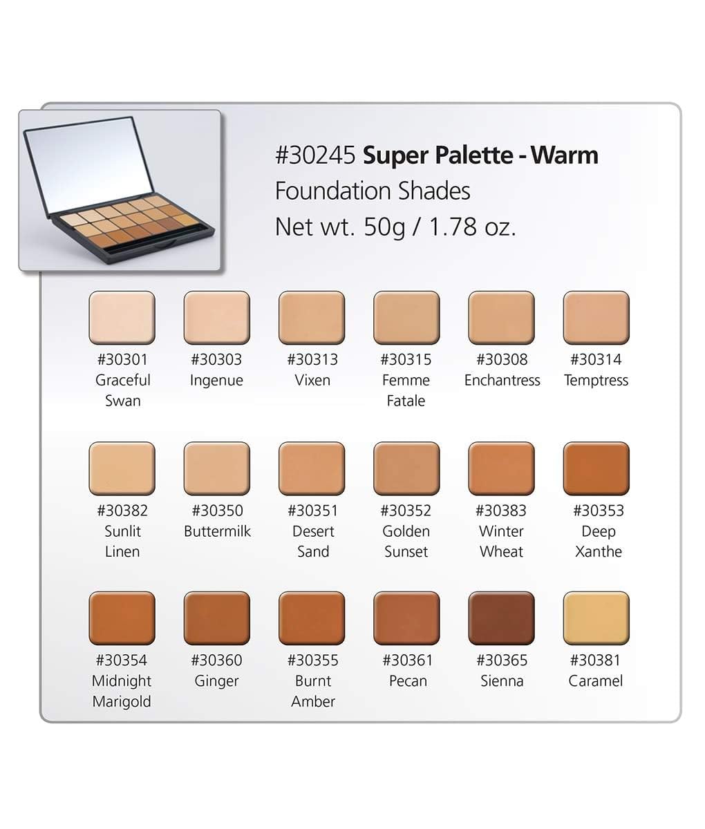 Graftobian Glamour Crème Ultra HD Foundation Super Palettes - Foundation Palette, Contour Makeup, Foundation for Professional Makeup Kit, Face Makeup