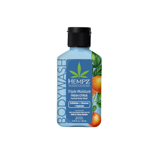 Hempz NEW Mini Body Wash, Triple Moisture Fresh Citrus, Travel Size Shower Gel, 2.25 oz. Beauty & Personal Care Hempz