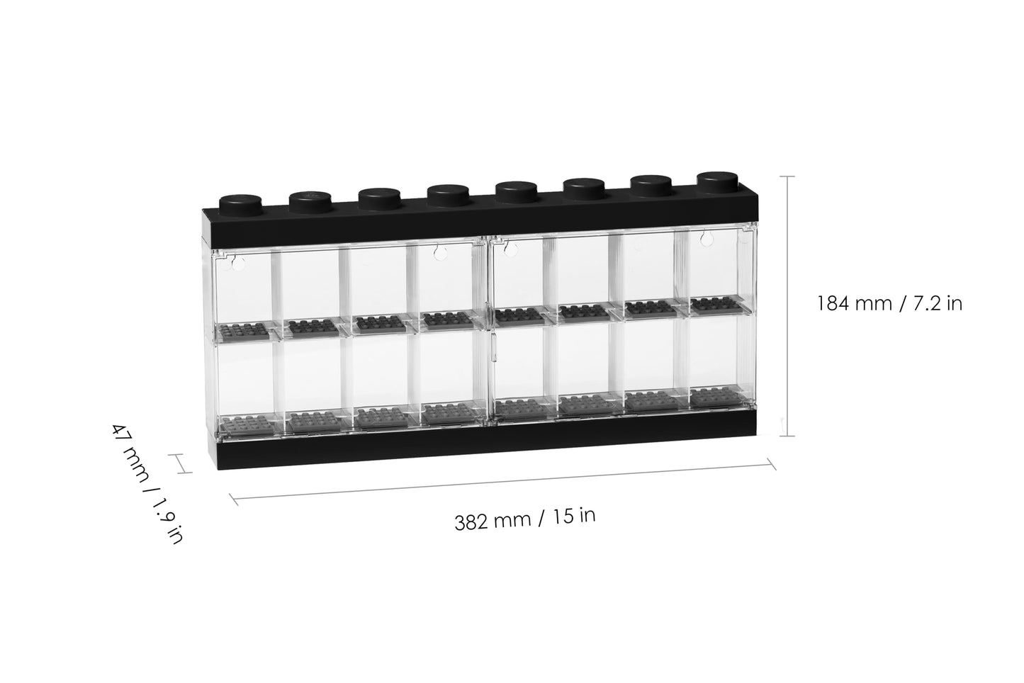 Lego Minifigure Display Case 16 Black, Large
