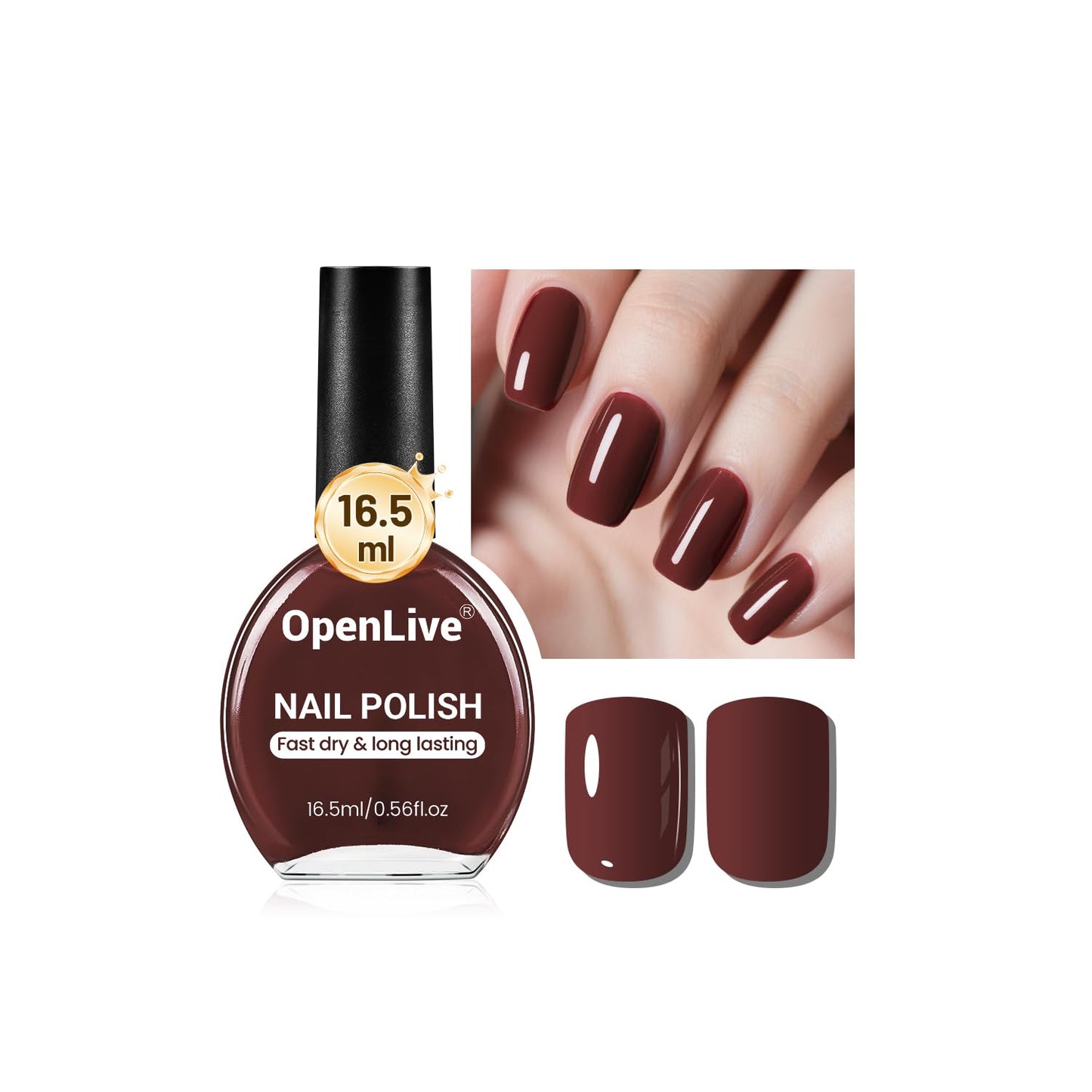 OpenLive 16.5ml Brown Nail Polish Large Volume Quick Drying Nail Polish, Fast Drying and Long Lasting Color Nail Art DIY Home Manicure Gift for Women Beauty and Personal Care OpenLive Default Title